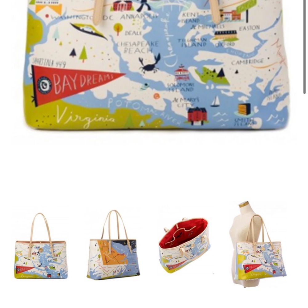 Spartina Bay Dreams Colorful Map Print Tote Bag